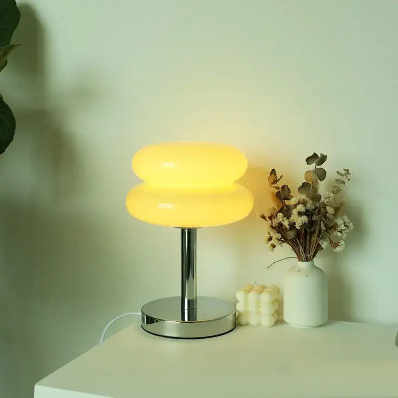 Bauhaus chrome and yellow glass table lamp bedroom light
