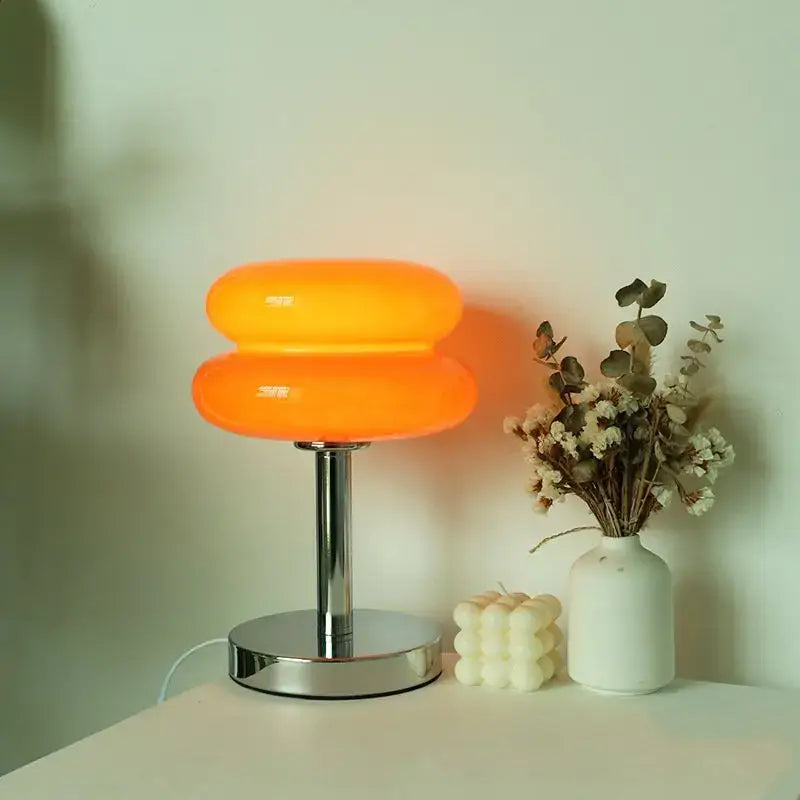 Bauhaus chrome and yellow glass table lamp bedroom light