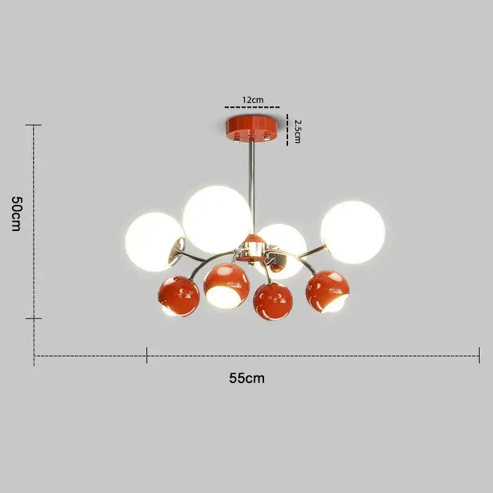 Bauhaus chrome orange & white lasha pendant light dining room