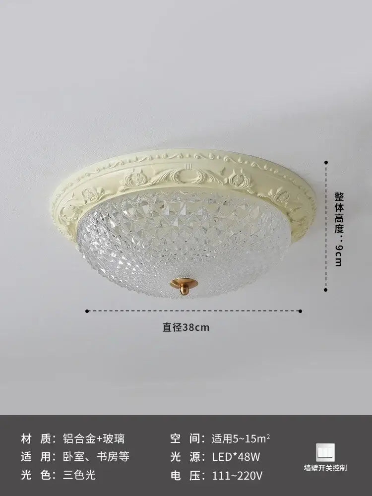 Bauhaus cream wind glass ceiling light bedroom ornate iron decor