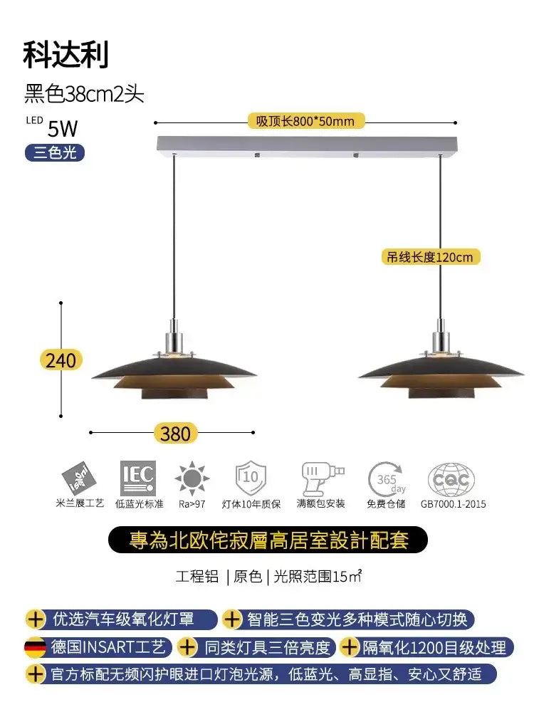 Bauhaus flying saucer pendant light black & white dining room led