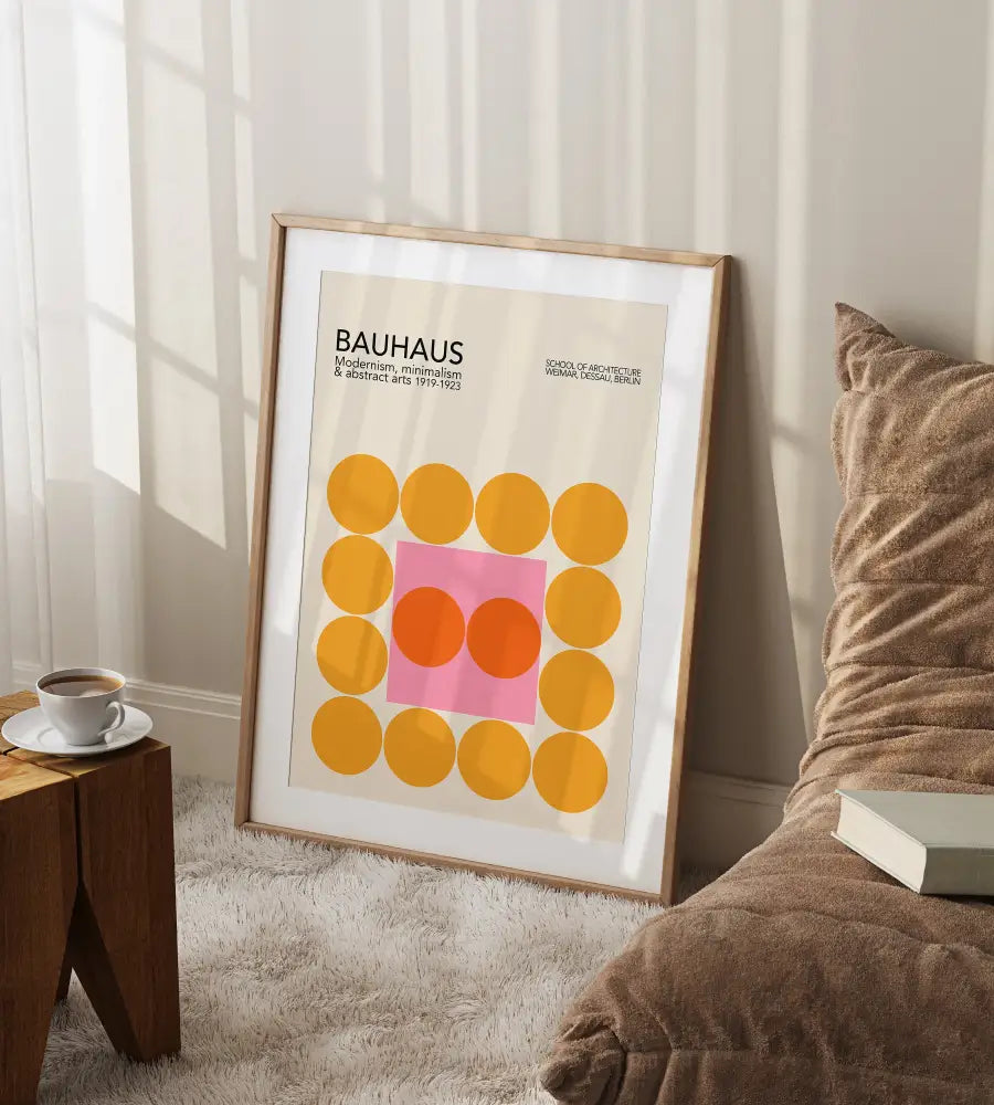 Minimalist bauhaus black geometric canvas prints living room art
