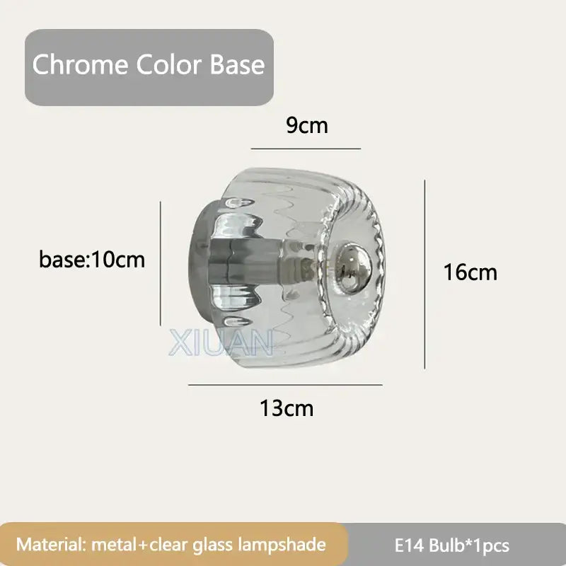 Bauhaus glass e14 wall lamp for living room with ribbed clear sconce
