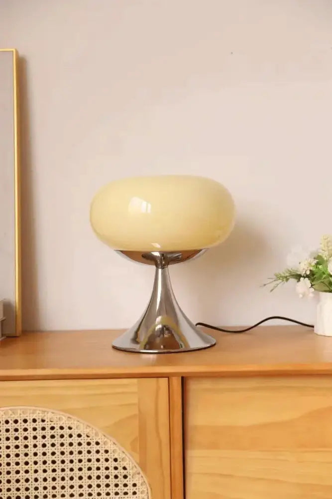 Bauhaus green glass led table lamp for living room chrome base