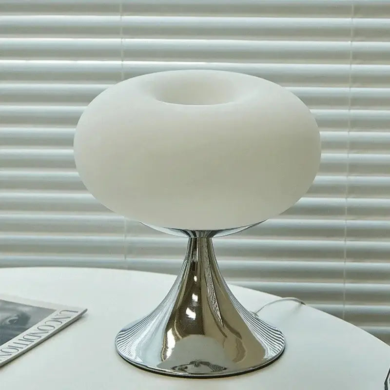Bauhaus green glass led table lamp for living room chrome base
