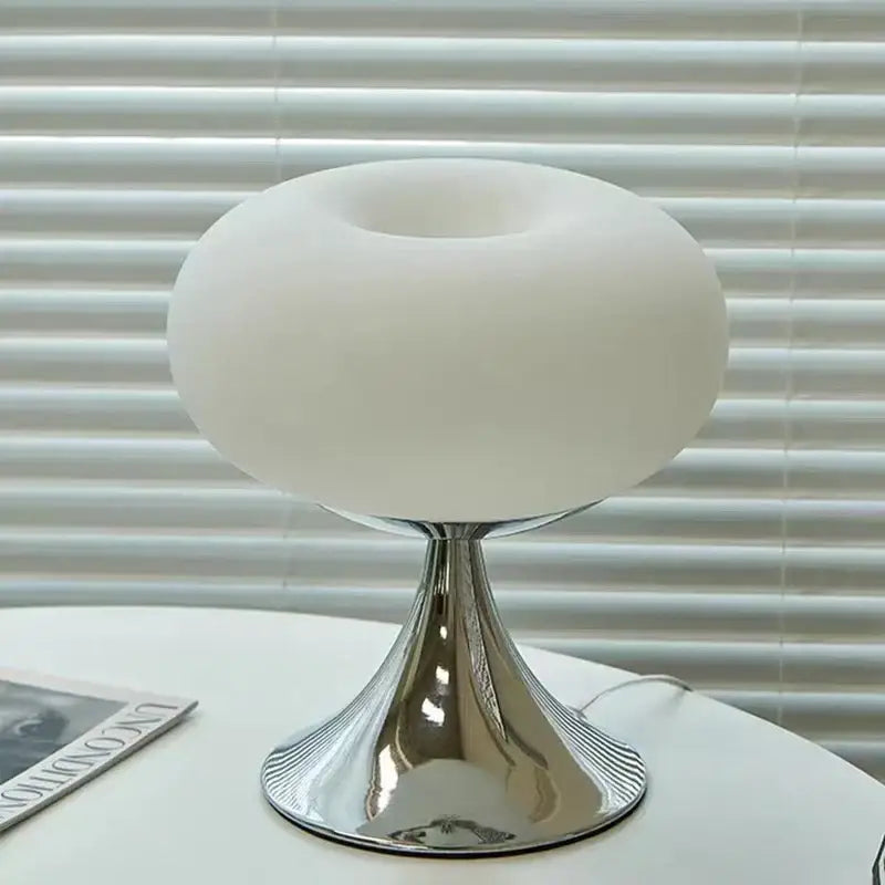 Bauhaus green glass table lamp for living room with chrome base
