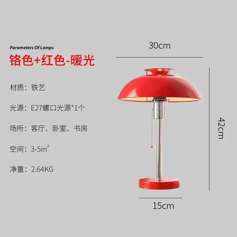 Bauhaus led table lamp in glossy red for bedroom
