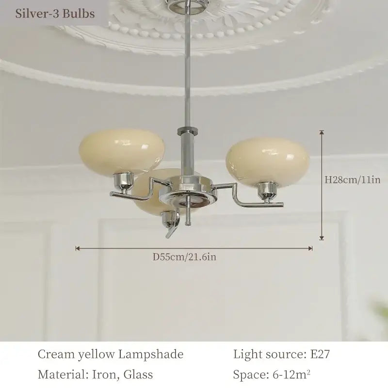 Bauhaus medieval chandelier chrome & frosted glass living room light