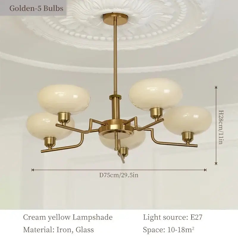 Bauhaus medieval chandelier chrome & frosted glass living room light
