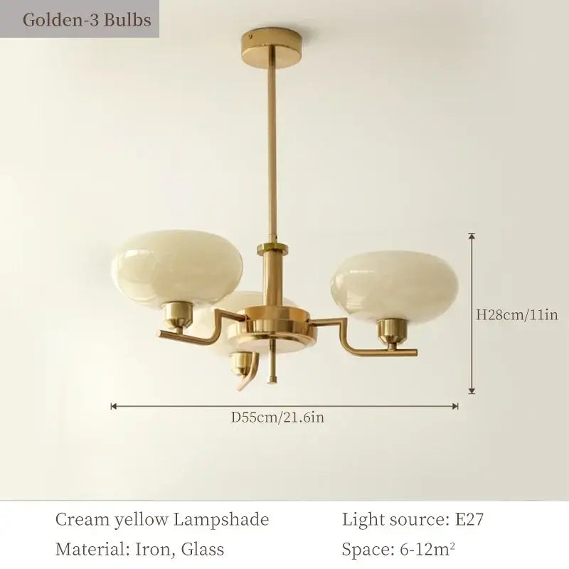 Bauhaus medieval chandelier chrome & frosted glass living room light