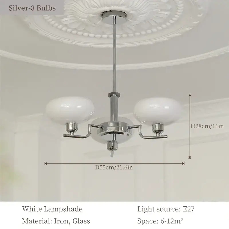 Bauhaus medieval chandelier chrome & frosted glass living room light