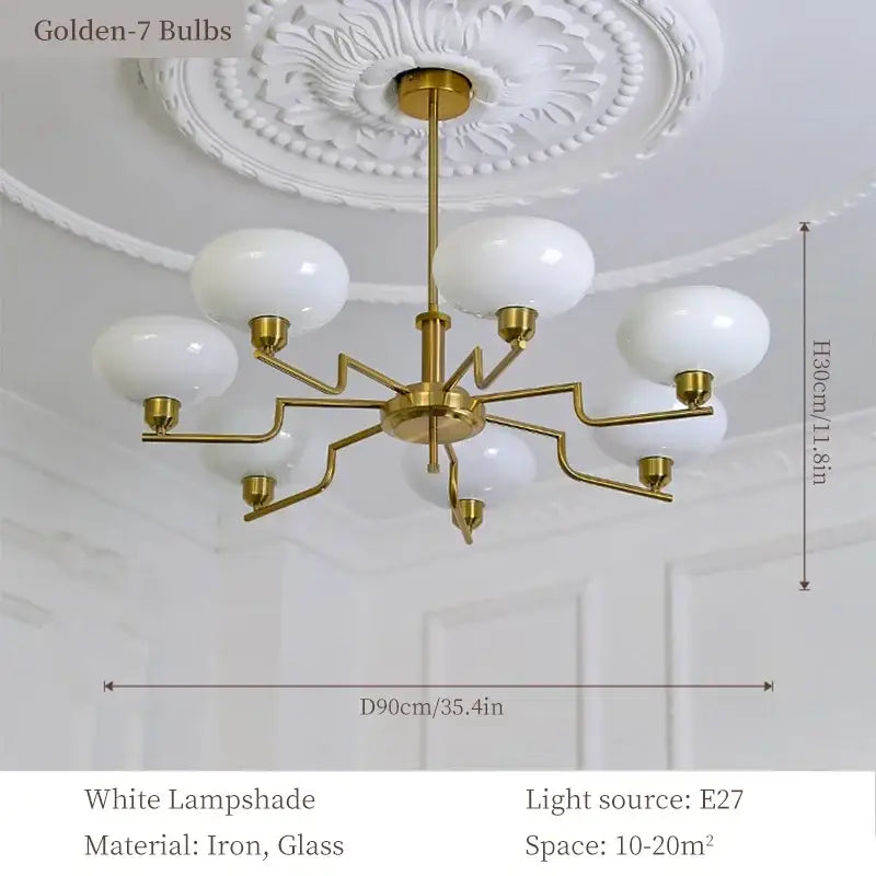 Bauhaus medieval chandelier chrome & frosted glass living room light