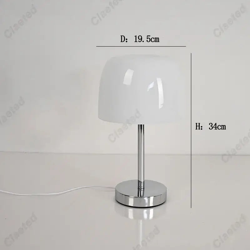 Bauhaus orange glass retro table lamp for bedroom chrome base