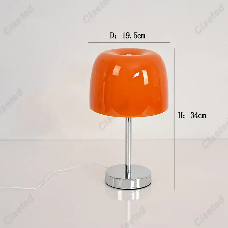 Bauhaus orange glass retro table lamp for bedroom chrome base