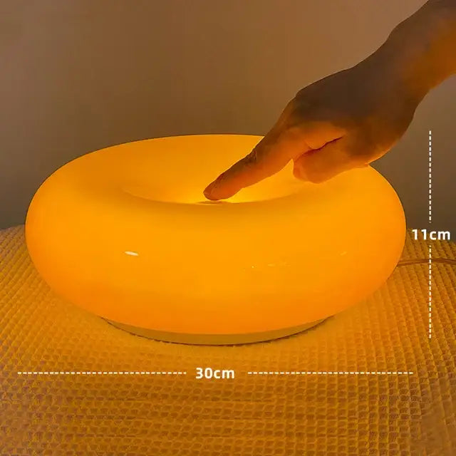Bauhaus orange glass table lamp for bedroom donut desk light
