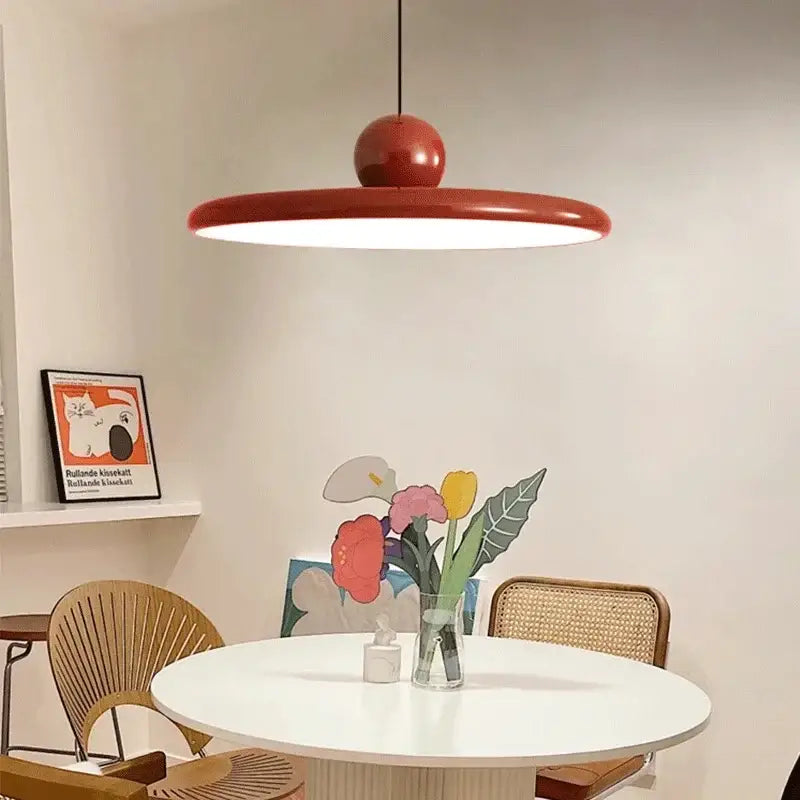 Bauhaus saucer chandelier green & red dining room pendant light