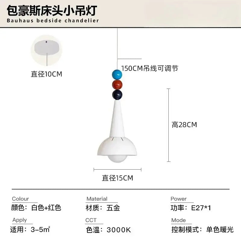 Bauhaus white & red colorful led pendant light – kitchen shade