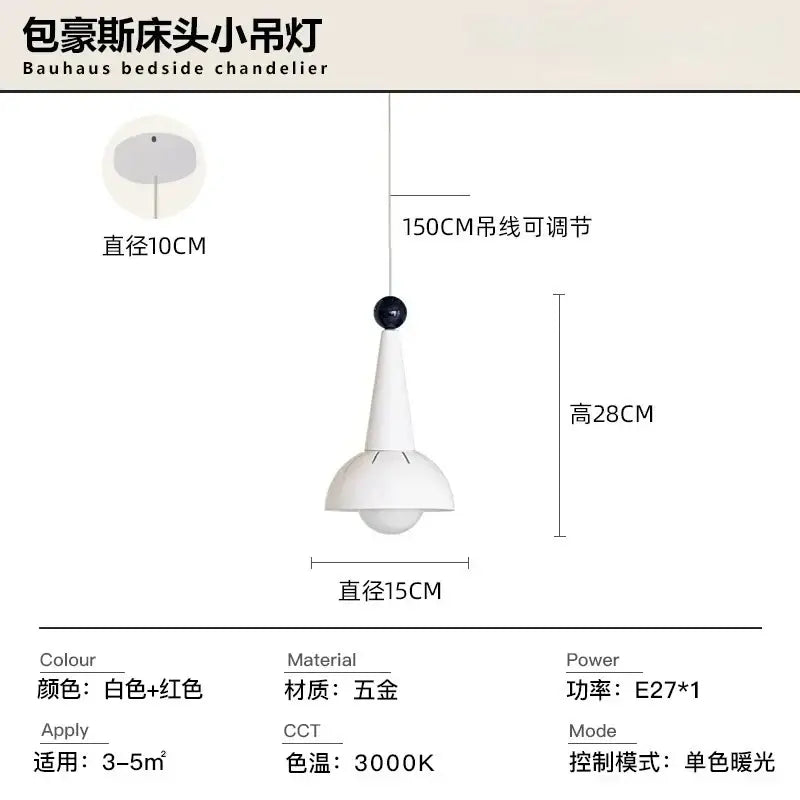 Bauhaus white & red colorful led pendant light – kitchen shade