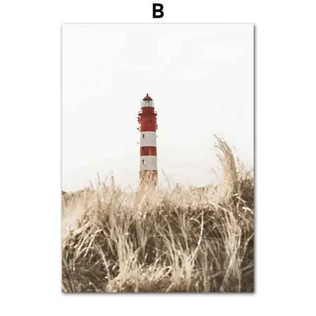 Coastal beige grass canvas wall art bedroom decor