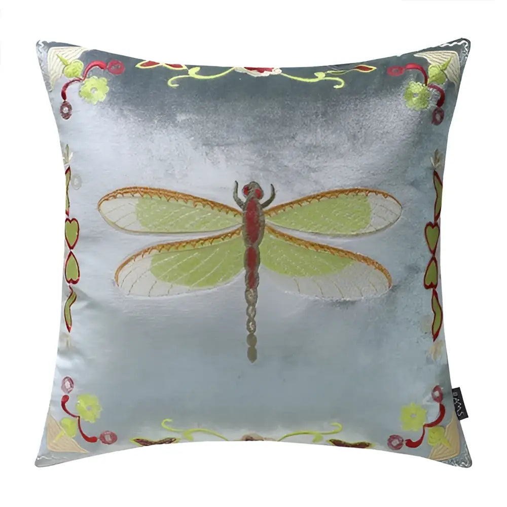 Bee embroidery cushion cover yellow green & blue living room decor