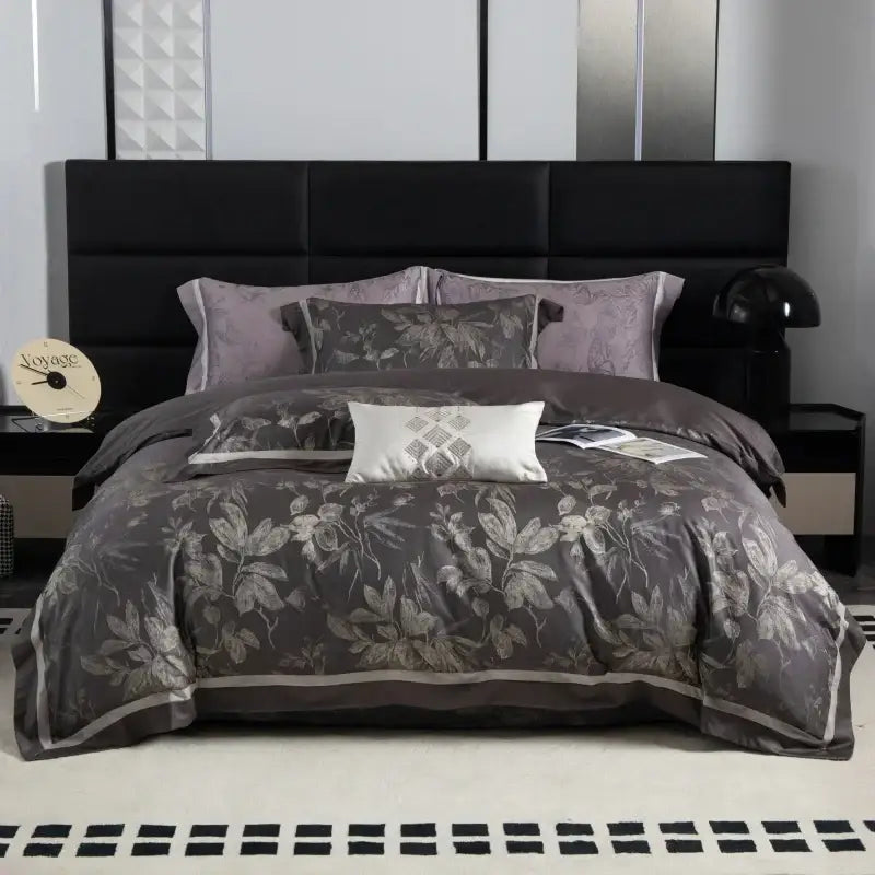 Beige and gold butterfly lyocell cotton bedding set bedroom