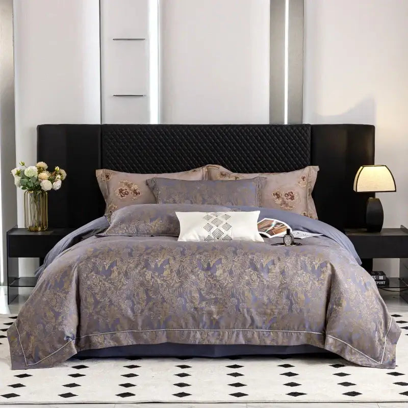 Beige and gold butterfly lyocell cotton bedding set bedroom