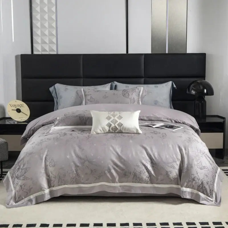Beige and gold butterfly lyocell cotton bedding set bedroom
