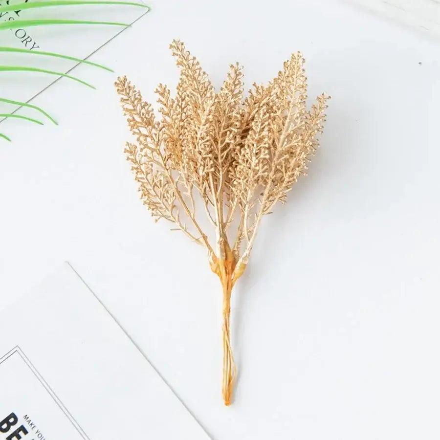 Beige artificial plants golden wheat ear stems for living room decor