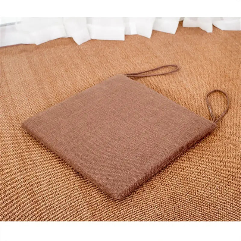 Beige & brown non-slip linen seat cushion dining room chair pad