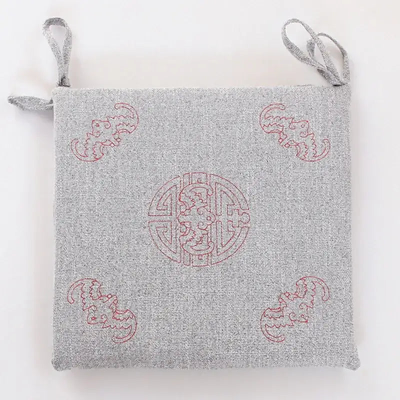 Beige & brown non-slip linen seat cushion dining room chair pad