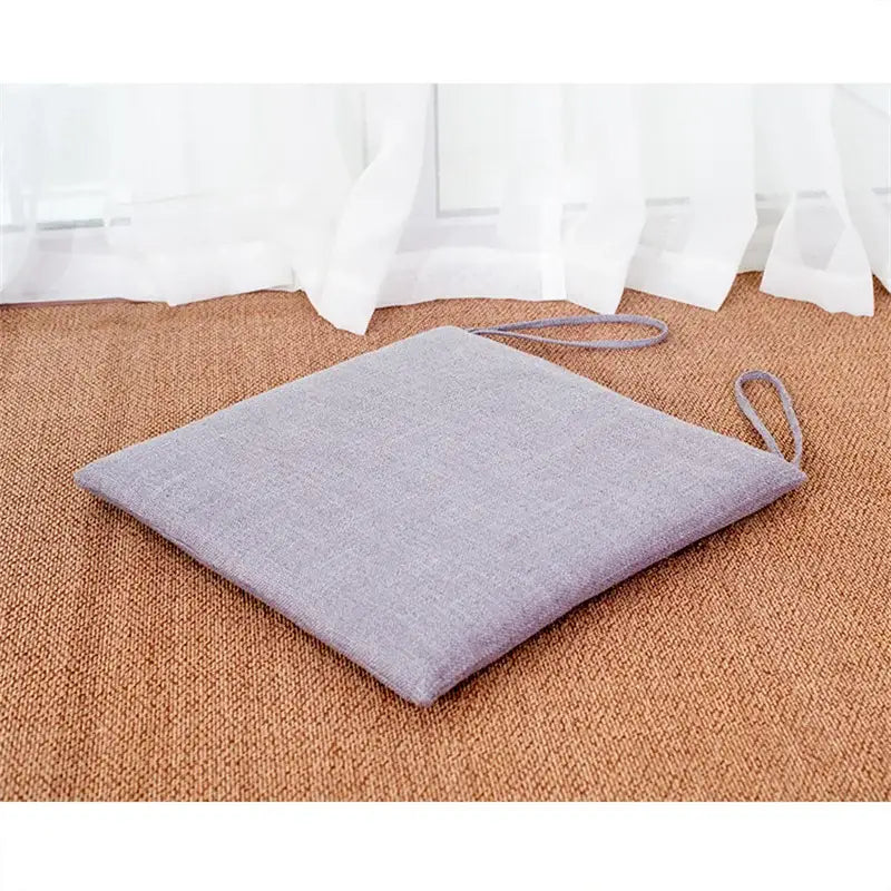 Beige & brown non-slip linen seat cushion dining room chair pad