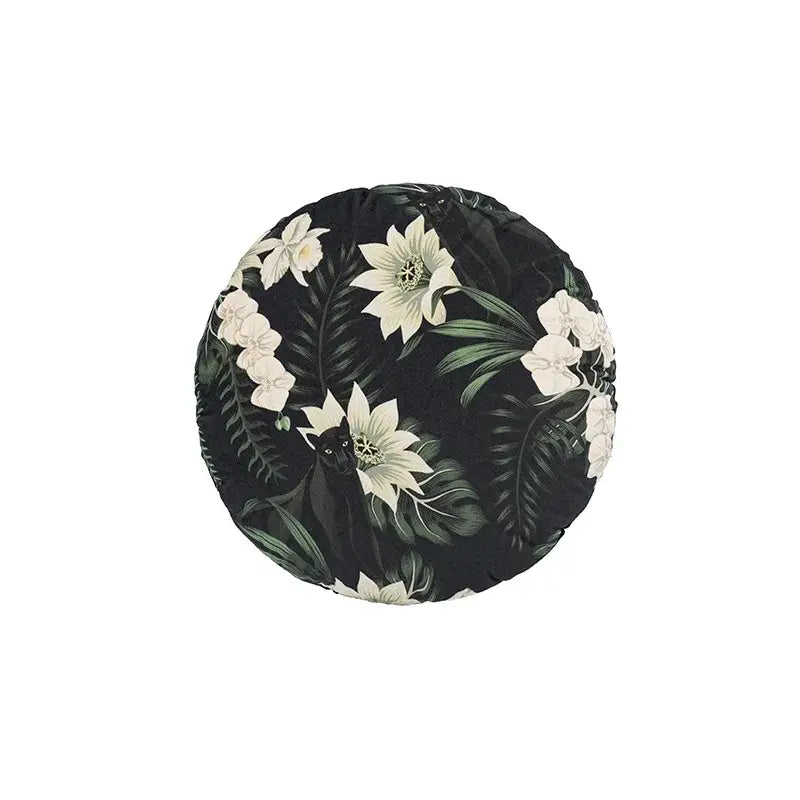 Beige cartoon print velvet cushion cover living room jungle decor