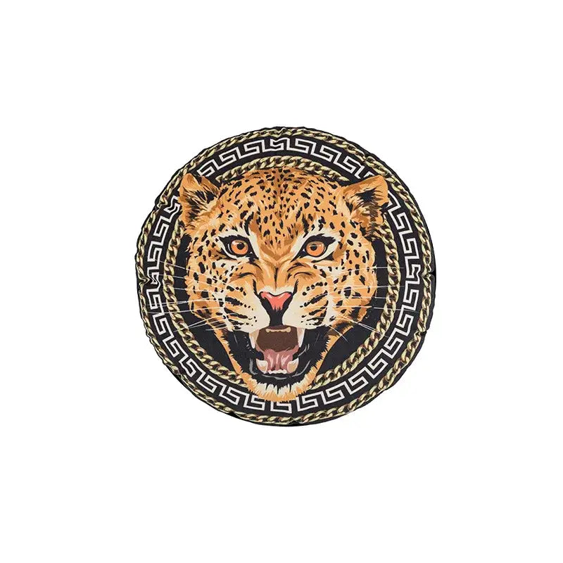 Beige cartoon print velvet cushion cover living room jungle decor