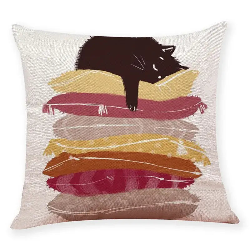 Beige cat and books cushion cover living room pillow case 45x45cm