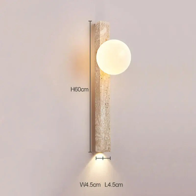 Beige cave stone wall lamp – living room dual glass sconce