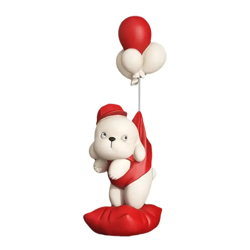 Beige ceramic balloon puppy statue living room decor figurine