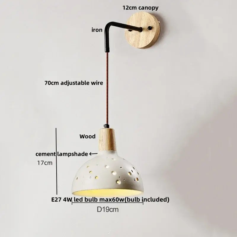 Beige ceramic wall sconce with pull chain switch for bedroom