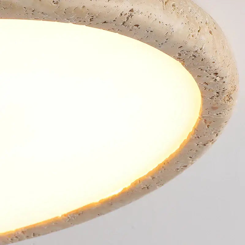 Beige concrete brass led flush mount light living room ceiling lamp
