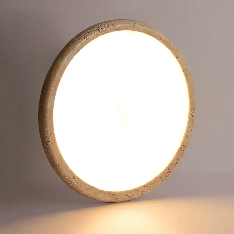 Beige concrete brass led flush mount light living room ceiling lamp