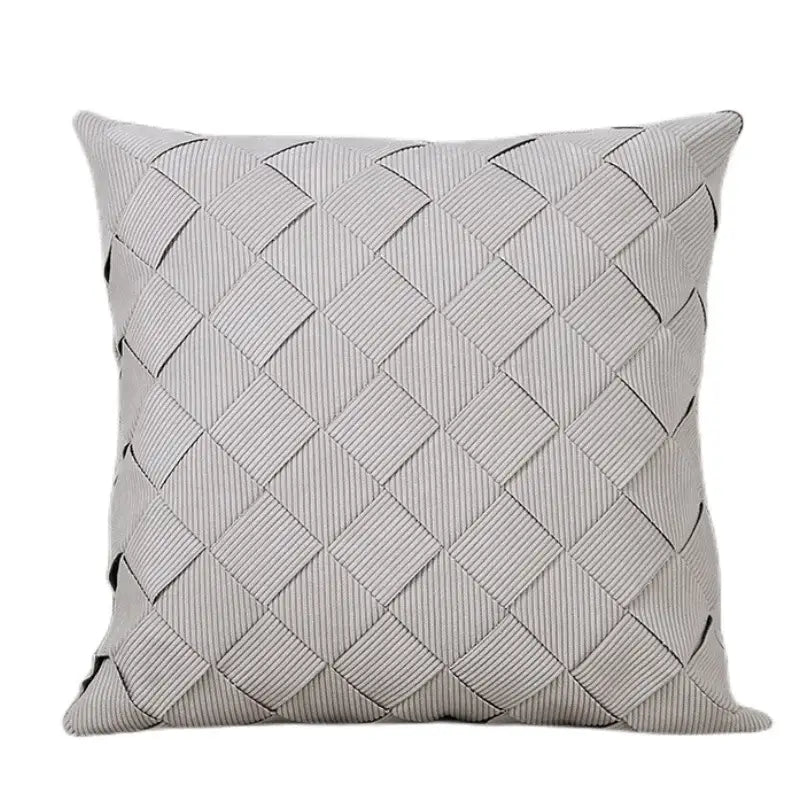 Beige corduroy woven diamond pillow cover living room bedroom