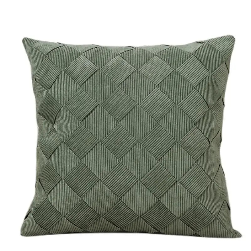 Beige corduroy woven diamond pillow cover living room bedroom