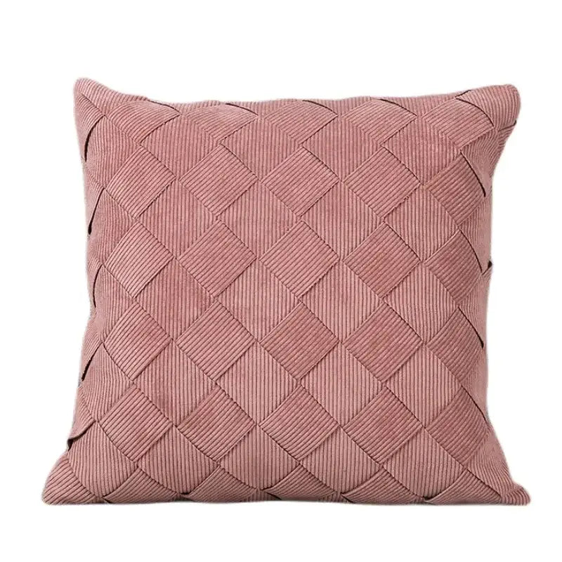 Beige corduroy woven diamond pillow cover living room bedroom