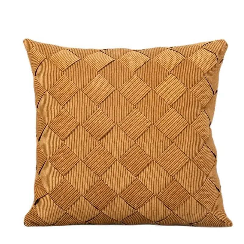 Beige corduroy woven diamond pillow cover living room bedroom
