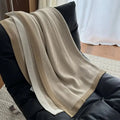 Beige & cream herringbone cozy striped blanket living room throw