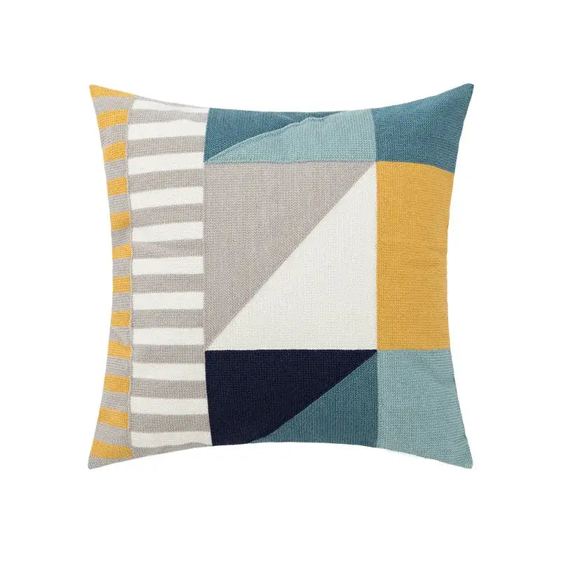Beige daisy floral geometric pillow cover living room decor