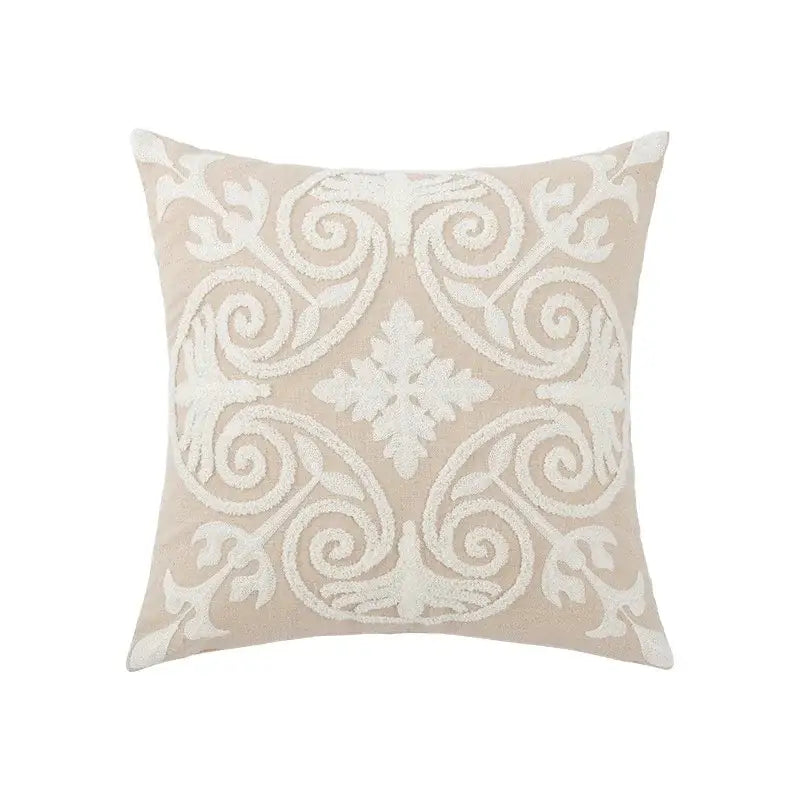 Beige daisy floral geometric pillow cover living room decor
