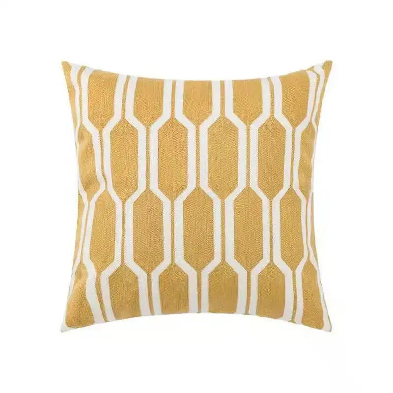Beige daisy floral geometric pillow cover living room decor