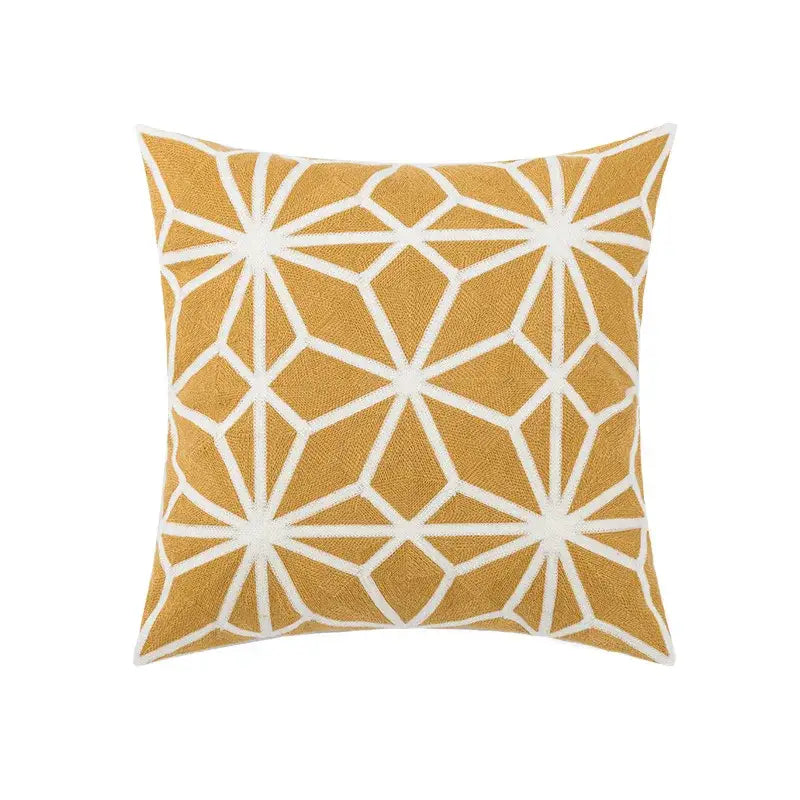Beige daisy floral geometric pillow cover living room decor