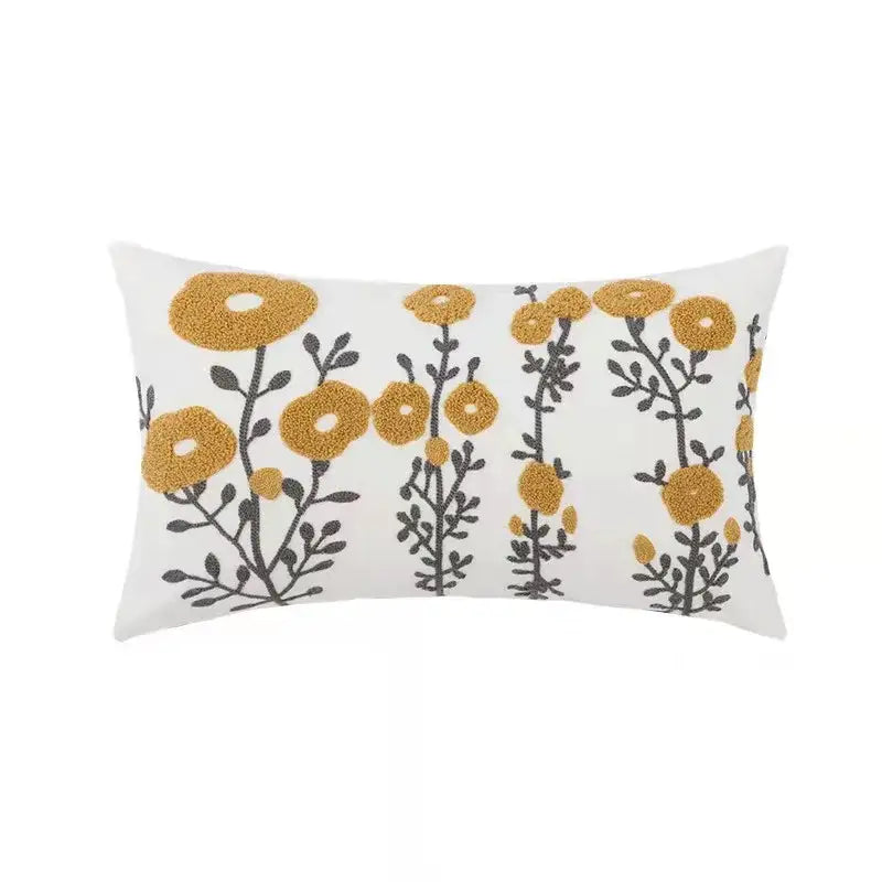 Beige daisy floral geometric pillow cover living room decor