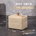 Beige & dark wood double decker natural stone jewelry organizer bathroom storage